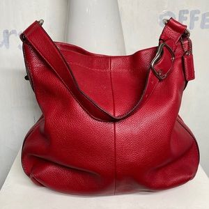 Coach Leather Penelope Hobo Bag in Red